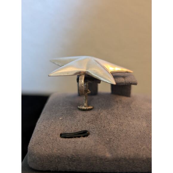 Vintage 925 Sterling Silver Mexico Screw On Star Earrings - Picture 8 of 8